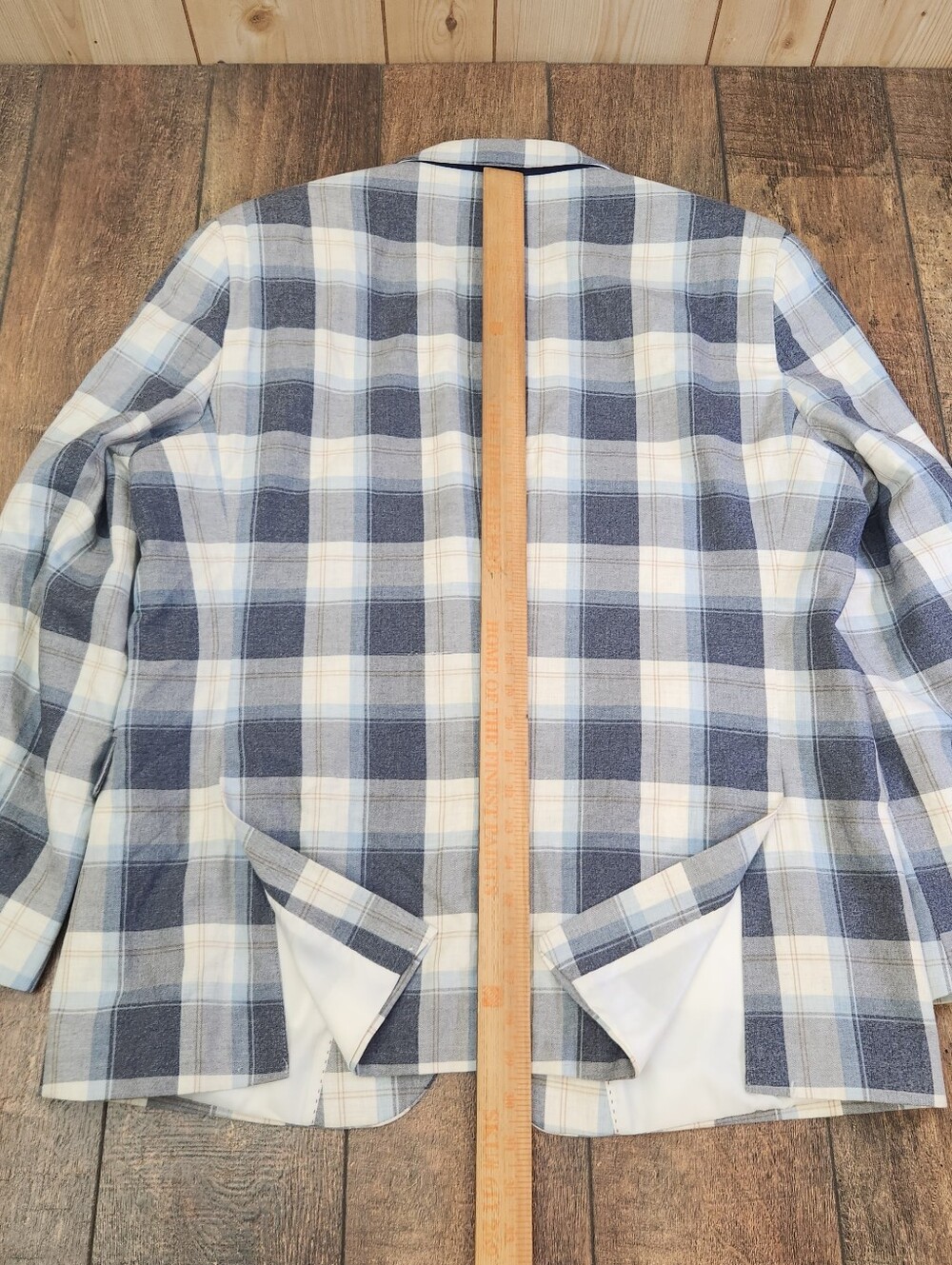 Tommy Hilfiger Blazer Mens 44R Blue Plaid Cotton Sport Coat Jacket Unstructured - Picture 9 of 10